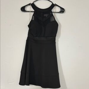 Emerald Sundae Black Halter Fit and Flare Mini Dress